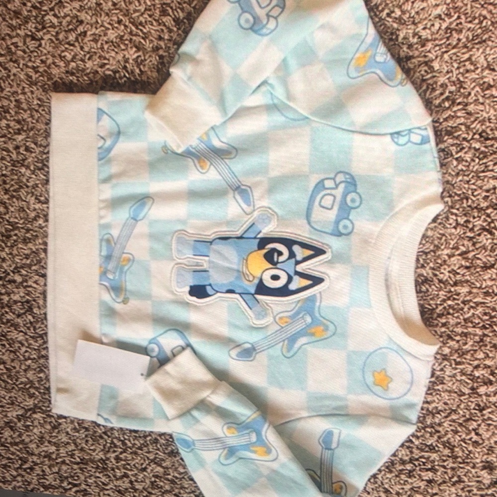 Blue Blue and white print crewneck sweatshirt toddler boy